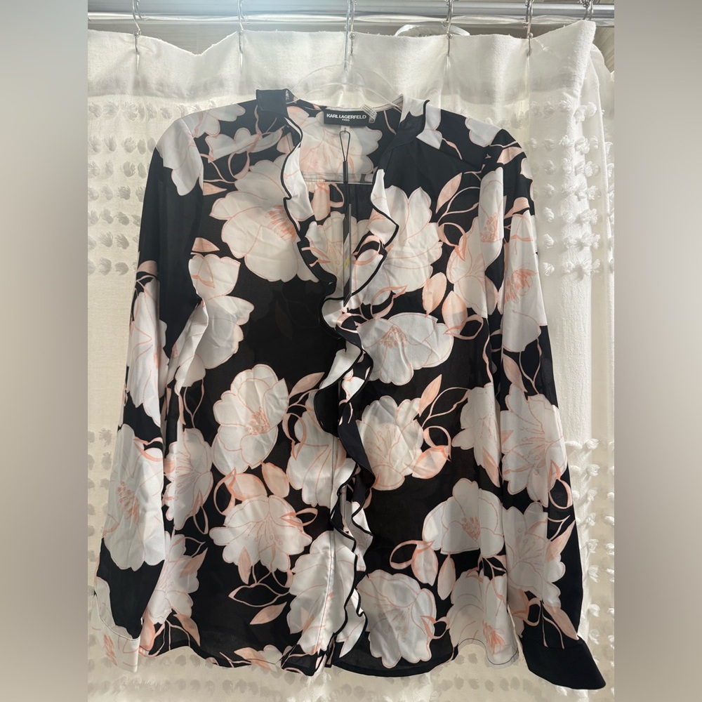 Karl Lagerfeld Black and White Floral Maxi Skirt NWT